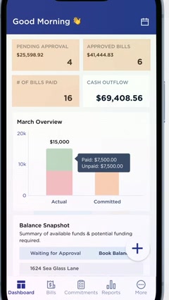 Bill pay app dashboard — SaaS product animation