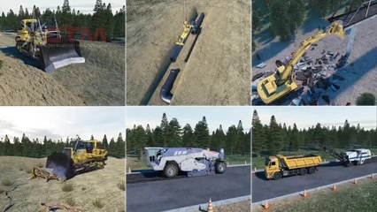 Infrastructure build sequence — construction animation